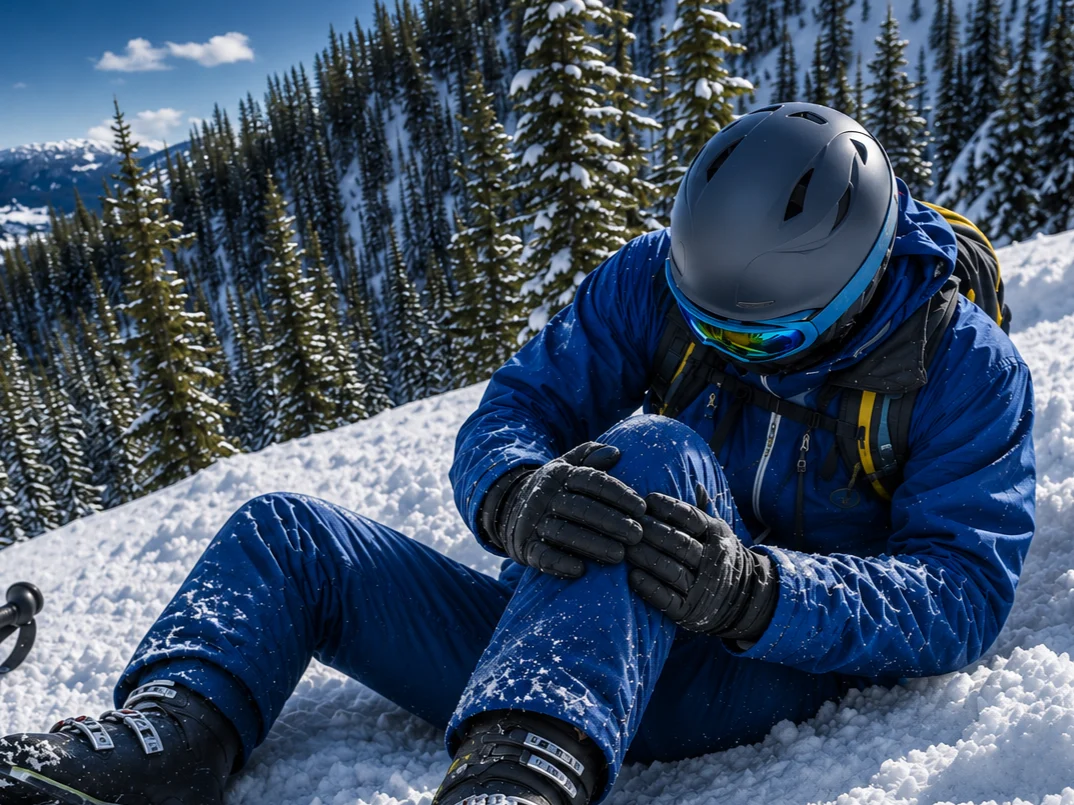 Snowbound Skier Assessing Knee